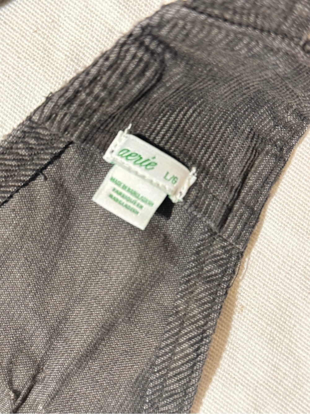 aerie womens Corduroy overalls in Charcoal Gray